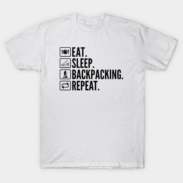 Eat Sleep Backpacking Repeat T-Shirt by HaroonMHQ